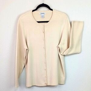 Women's Cream button-down knit  long-sleeve cardigan sz XL